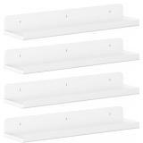 $12 Lifewit Floating Shelves for Bathroom, Acrylic Display Shelf Wall Mounted for Makeup, Skincare, Nail Polish, Book, 14" Perfume Organizer for Bedroom, Living Room, Nursery, Home Decor, White, 4 Pac