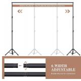 $36 Backdrop Stand 10 8ft (W H) Adjustable Backdrop Support Ground Kit Photography Photo Shoot Backdrop Stand for Parties with Sandbags, Spring Clips, Carrying Bag