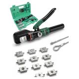 $50 10-Ton Hydraulic Wire Rope Crimping Tool,Hydraulic Swaging Tool, 11 Dies for 3/64"-3/16" Double Barrel Sleeves & Stainless Steel Cable Railing Terminals, Professional Rigging Swager