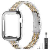 $20 QUNDAXI Slim Watch Band Compatible with Apple Watch 41mm 45mm 42mm 44mm 40mm 38mm Metal Stainless Steel Watchband Suitable for iWatch 11/10/9/8/7/6/5/4/3/2/1/SE Series Women Luxury Strap