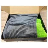 $26 KKV Full-Sized SUV Drying Towel, 48"x24" Dual Sided Microfiber Car Cleaning Towel with Twisting Yarn Technique, 1400GSM Super Absorbent, Scratch-Free, Machine Washable (Darkgray-GreenYellow)