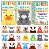 $23 Roowest 24 Sets End of The Year Student Gifts Graduation Mini Stuffed Animal with Cards of 2026 Bulk Gifts from Teacher Preschool Kindergarten Classroom Reward Favor Gift (Animals)