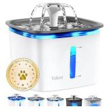 $19 Veken Innovation Award Winner 95oz/2.8L Pet Fountain, Automatic Cat Water Fountain Dog Water Dispenser with Replacement Filters for Cats, Dogs, Multiple Pets (Grey, Plastic)
