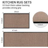 $28 eqivei Kitchen Rugs and Mats Non Skid Washable Set of 2 PCS, Absorbent Runner Rugs for Kitchen, Front of Sink, Kitchen Mats for Floor, 17.3"x 47"+17.3"x 29" (Black)