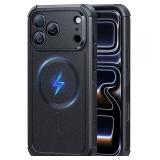 $16 ESR for iPhone 17 Pro Max Phone Case, 23ft Military-Grade Drop Protection, Shock-Absorbing Rugged Cover, MagSafe Accessories Compatible, Cyber Series, Black