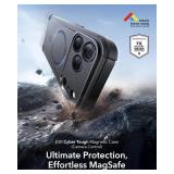 $16 ESR for iPhone 17 Pro Max Phone Case, 23ft Military-Grade Drop Protection, Shock-Absorbing Rugged Cover, MagSafe Accessories Compatible, Cyber Series, Black