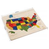 $36 USA Map Wooden Jigsaw Puzzle for Kids | 44 Puzzle Pieces | Learning & Educational Toy Gift for Boys & Girls (ASTM Safety Rating: 3+ Years)