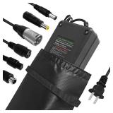 $35 54.6V 3A/5A Charger with 6 Plug Suitable for Various Lithium Batteries, Such as Lawn Mower and Wheelchair Lithium Batteries, etc. (5A 6Plug+Bag) (missing pieces)