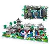 $33 Micro Mini Chinese Architecture of Suzhou Garden with Cherry Blossom Tree Building Blocks Set with LED Light, Botanical Collection Building Set for Adults, 14+ Teens (3888 Pcs)
