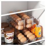 $25 Sotfamily Clear Egg Holder for Fridge, Auto Rolling Egg Dispenser for Eggs 36 Count, FIFO Design, Space-Saving Egg Roller, Organizer, Container, Storage for Refrigerator & Kitchen Countertop(2 Pac