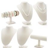$34 Huquary 6 Pcs Velvet Jewelry Display Set Necklace Display Stand T Bar Bracelet Holder Jewelry Bust for Home Store Trade Show(Beige)