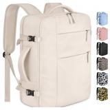 $16 Capolo Travel Backpack for Women Men Waterproof Laptop Backpack Airlines Approved Carry On Backpack Bag Computer Bookbag for Business, Work, Traveling Fits 15.6 Inch Laptop(Beige)