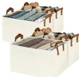 $25 GRANNY SAYS Closet Storage Baskets, Collapsible Fabric Storage Bins with Metal Frame, Clothes Organizer Bins, Large Baskets for Shelves, Ivory, 4-Pack