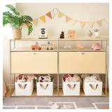 $25 GRANNY SAYS Closet Storage Baskets, Collapsible Fabric Storage Bins with Metal Frame, Clothes Organizer Bins, Large Baskets for Shelves, Ivory, 4-Pack