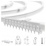 $17 Flexible Bendable Ceiling Curtain Track, 9.8ft (3m) Curved, PVC, Metal, Plastic & Stainless Steel, White, Ceiling Mounted