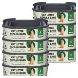 $33 Cat Litter Refill Bags Cartridge Compatible with Litter Cat Genie Standard, Plus, XL+ and XL Pail Refills, Pet Waste Bags Box Accessories, Pack of 8