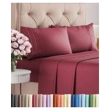 $23 Queen Size 4 Piece Sheet Set - Comfy Breathable & Cooling Sheets - Hotel Luxury Bed Sheets for Women & Men - Deep Pockets, Easy-Fit, Extra Soft & Wrinkle Free Sheets - Burgundy Oeko-Tex Bed Sheet 