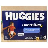 $43 Huggies Size 4 Overnites Baby Diapers: Overnight Diapers, Size 4 (22-37 lbs), 100 Ct, Packaging May Vary