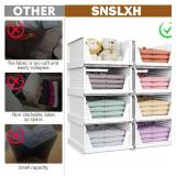 $34 SNSLXH 5 Pack Stackable Closet Storage Basket, Multifunctional & Foldable Closet Organizer for Bathroom Kitchen Laundry Room Wardrobe Storage, Space-Saving Clothes Storage Drawer Organizer, White