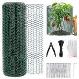 $23 40Ft x 16In Plant Protectors from Animals, Plant Cages for Outdoor Plants, Free-Cut Wire Plant Protector, Plant Cover Chicken Wire Fencing with Ground Stakes & Ties to Keeping Bunny Animals Out