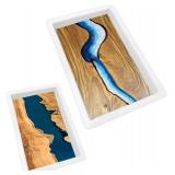 $37 Large Epoxy Mold 15.8 * 9.8 * 3 inch and 11.3 * 7.5 * 2 inch, Cutting Board Molds for Epoxy Resin, Large Reusable Resin Mold for Coffee Table, River Table, Charcuterie Board, Art Panel