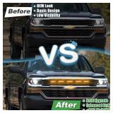 $36 5pcs LED Grille Lights For 2018 Silverado 1500 Accessories 2016 2017 Front Grill Insert Lights Bar Fit For Custom WT LT LS Not for Z71(Amber)