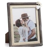 $24 Afuly 8x10 Picture Frame Wooden Distressed Rustic Photo Frame with White Heart Burlap Lace, Solid Wood Frame for Farmhouse Wall Tabletop Home Decor Anniversary Wedding Gifts for Mom Grandma