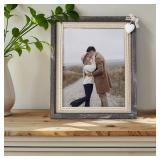 $24 Afuly 8x10 Picture Frame Wooden Distressed Rustic Photo Frame with White Heart Burlap Lace, Solid Wood Frame for Farmhouse Wall Tabletop Home Decor Anniversary Wedding Gifts for Mom Grandma