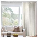 $59 Natural Linen 100% Black Out Curtains 86 Inches Long 2 Panels Set for Bedroom Cream Ivory Pinch Pleated Back Tab Thermal Insulated Energy Efficient Window Curtains Living Room High Ceiling Length