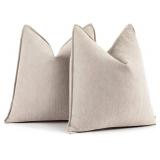 $19 ZWJD Beige Pillow Covers 22x22 Set of 2 Chenille Throw Pillow Covers with Elegant Design Soft and Luxurious Decorative Throw Pillows for Couch, Bed, and Home Decor