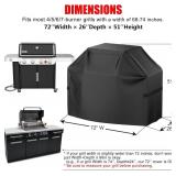 $20 72 inch BBQ Grill Cover, Waterproof, Weather Resistant, Rip-Proof, Anti-UV, Anti-Fade, with Hook-and-Loop Straps, Gas Grill Cover for Most Grills (Black)