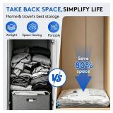 $25 15 Packs Vacuum Bags for Travel with Rechargeable Pump, 3 Sizes Vacuum Seal Bags for Clothing, Compression Vacuum Travel Bags for Luggage, Vacuum Packing Bags for Closet Organization