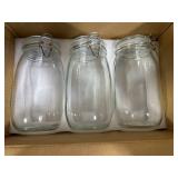 $28 ODBCYWM 51oz Glass Food Storage Jars with Airtight Lids, Set of 3   Clear Preserving Seal Wire Clip Fastening Canisters for Kitchen Canning, Flour, Cereal, Pasta, Sugar, Beans, Pickling Jars (51oz