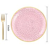 $40 DaYammi 240Pcs Pink Plastic Plates Including 120Pcs Pink Dessert Plates and 120Pcs Gold Plastic Forks,Hammered Party Plate,pink and Gold Appetizer plates Heavy duty Disposable Cake Plate for Party