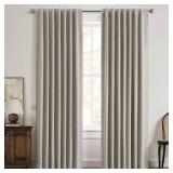$24 MIULEE 100% Blackout Curtains for Bedroom, Linen Solid Luxury Decor Thermal Insulation Room Darkening Drapes for Living Room Back Tab Rod Pocket 42 x 84 Inches, 2 Panels,Greige