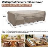 $23 Mrrihand Heavy Duty Patio Furniture Covers, Outdoor Furniture Covers Waterproof Sectional Sofa Set , Patio Table and Chair Set Cover 62"L 42"W 28"H,Brown