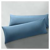 MILVOWOC 2Pcs Brushed Microfiber Body Pillowcases - 20 x 48 Inch, Slate Blue Pillow Case Set Non Slip Envelope Pillow Cover with Moisture Absorption and Anti-Wrinkle