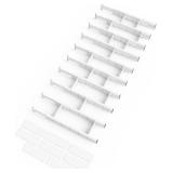 $70 SpaceAid Bamboo Drawer Dividers with Inserts and Labels, Kitchen Adjustable Drawer Organizers, Expandable Organization for Home, Office, Dressers, 10 Dividers with 24 Inserts (17"-22" White)