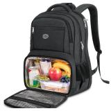 $28 MATEIN Lunch Backpack for Men Work, Sturdy 17 Inch Laptop Backpack with Lunch Compartment, Water Resistant Work Bag with Padded Straps, Anti Theft Computer Back Pack for Office Commute College