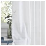 $47 Central Park White Pinch Pleated Sheer Curtain Panels Textured Window Treatment Drape Farmhouse Rustic for Living Room Bedroom, 40"x95"x2
