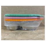 Palksky Snack Containers with Silicone Lids, Stainless Steel 2 Compartment Snack Box for Adults, Reusable Snackle Box Container with Utensil Clip, Snack Prep Containers for Travel & Office (3 Packs)