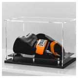 $28 Clear Boxing Glove Display Case,Self-Assembly Acrylic Baseball Glove Display case for Full Size,Football Glove Display Case Holder Showcase.Baseball Mitt Ball Display Case with Black Base Riser St