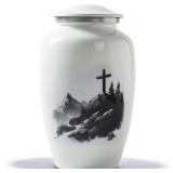 $79 Christian Cremation Urn for Ashes   Large Cross Memorial Urn for Adults up to 200 lbs   Beautiful Metal Funeral Keepsake for Home or Burial