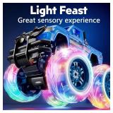 $15 iValea Monster Truck for Boy Age 3 Flip: Toy Cars for Toddlers 1-3,Trucks for Toddlers 2-4 Years,Blue Green Push Car,Light-up Wheels,Outdoor Toys for Kids Ages 3-5,Boys Cars,Jam Birthday Gift