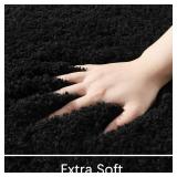 $20 LOCHAS Bathroom Rug 36x24 Inch, Soft Thick Absorbent Microfiber Bath Rugs for Bathroom, Machine Washable, Shaggy Plush Non Slip Bath Mat for Tub, Shower Floor, Quick Dry Mats, Black