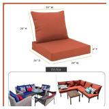 $37 Favoyard Outdoor Seat Cushion Set 24 x 24 Inch Waterproof & Fade Resistant Patio Furniture Cushions with Removable Cover Deep Seat & Back Cushion with Tie Straps for Chair Sofa Couch