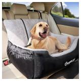 $45 BurgeonNest Dog Car Seat for Medium/Large Dogs Under 55 lbs, Soft Pet Car Travel Home Bed, Fully Detachable and Washable Booster Carseats with Storage Pockets and Clip-On Leash Portable Carrier,Bl