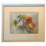 LLFR - Original M. Allen Watercolor Floral Painting Framed