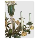 LLFR - Vintage Tole Floral Chandelier 6-Light Metal Rose Ceiling Fixture