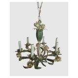 LLFR - Vintage Tole Floral Chandelier 6-Light Metal Rose Ceiling Fixture